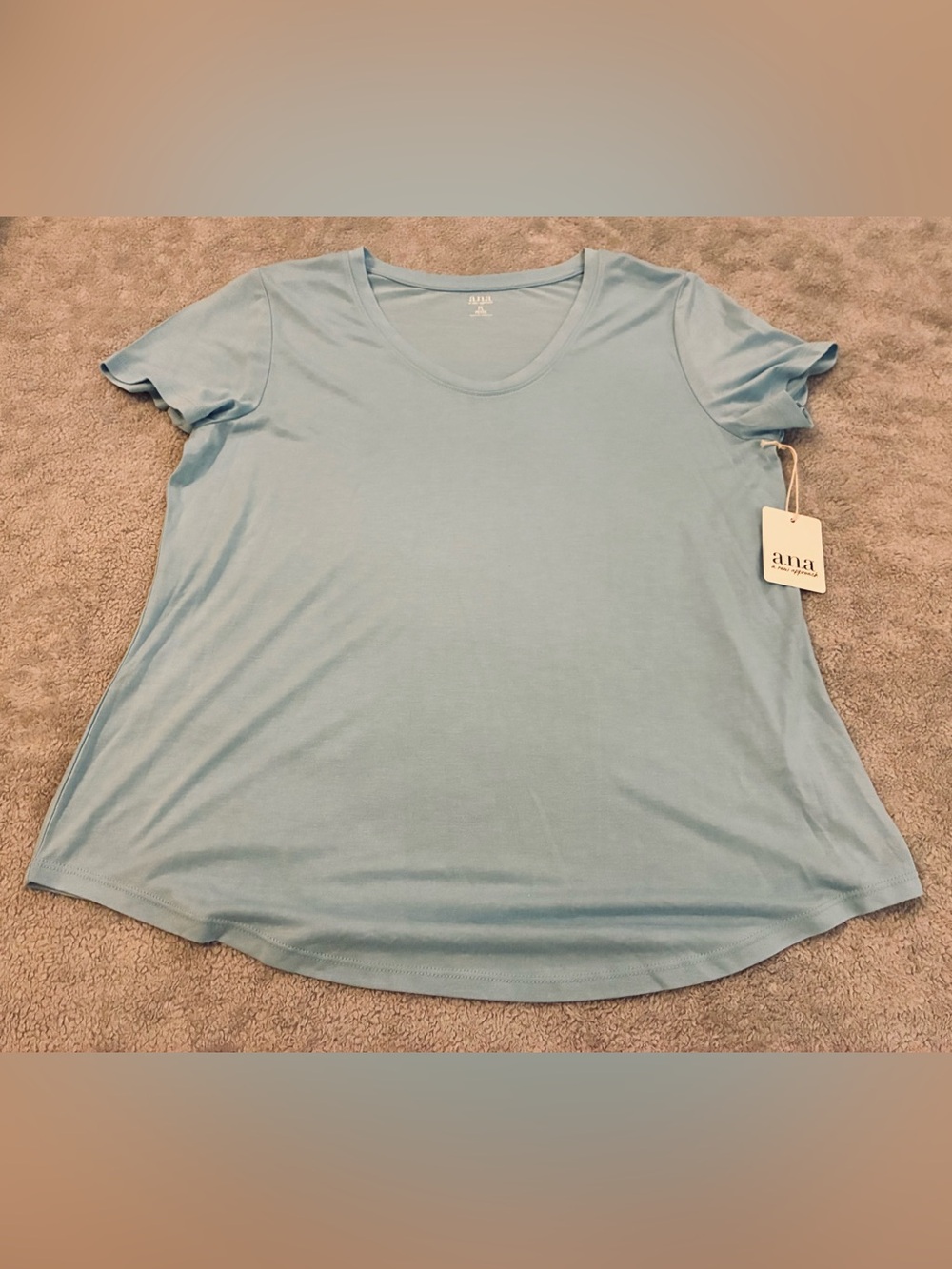 a.n.a Light Blue V-Neck Women's Tee Size Petite Large NWT